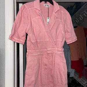 Pink Short-Sleeve Jumpsuit